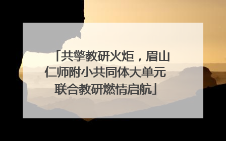 共擎教研火炬，眉山仁师附小共同体大单元联合教研燃情启航